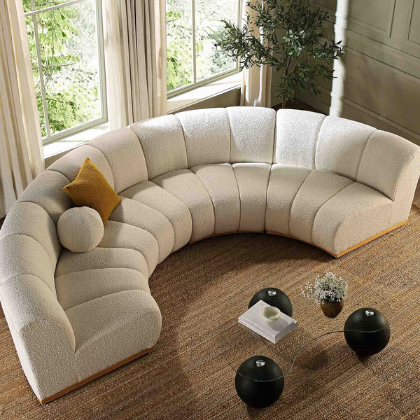 Granvia Ecru Boucle Modular Sofa, 4-Seater Half Circle Sofa