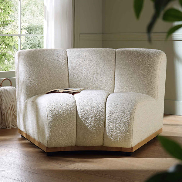 Granvia Ecru Boucle Modular Sofa, 1-Seater Curved Sofa