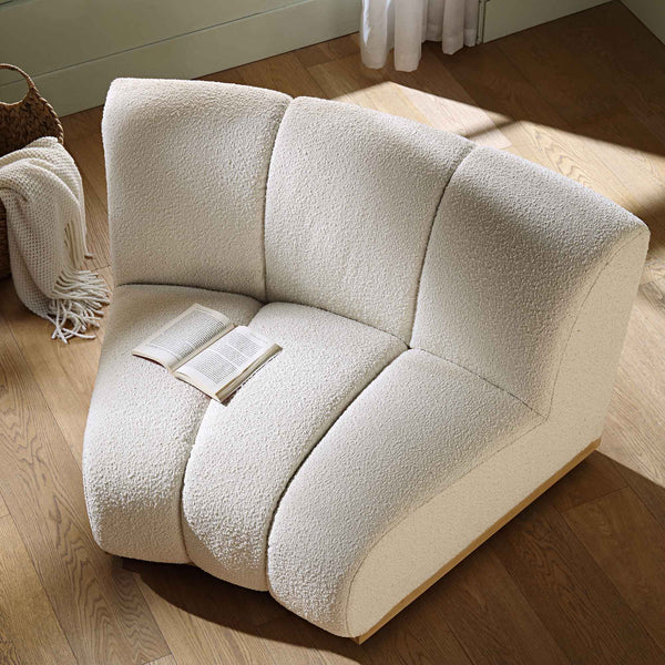 Granvia Ecru Boucle Modular Sofa, 1-Seater Curved Sofa