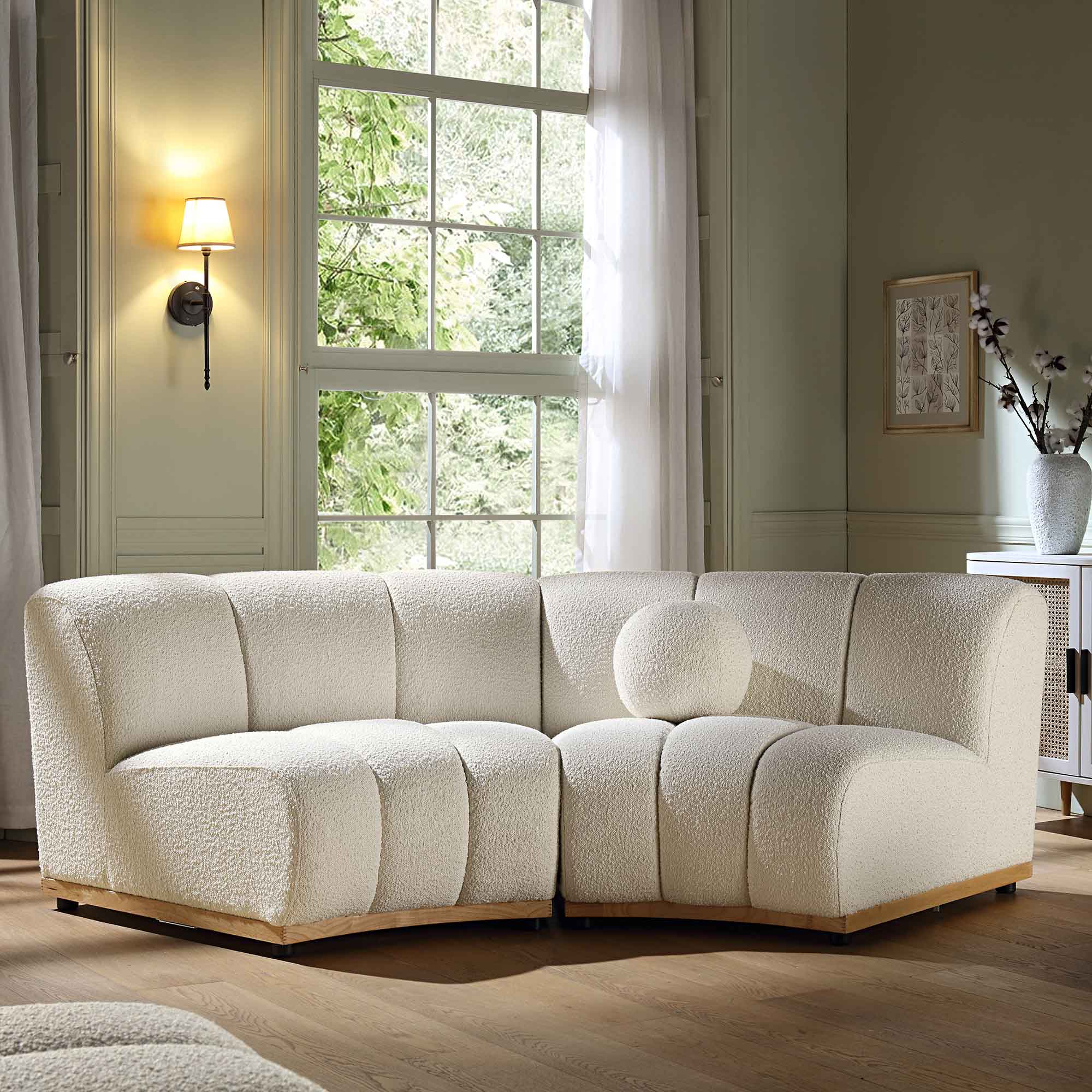 Granvia Ecru Boucle Modular Sofa, 2-Seater Curved Sofa | daals