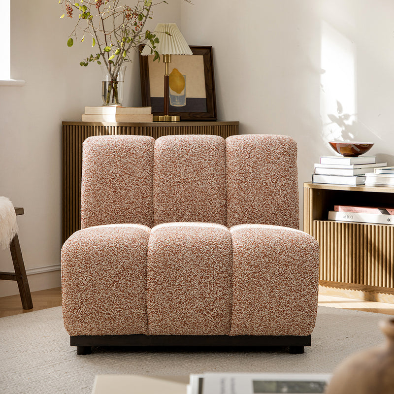 Granvia Musk Blush Boucle Modular Sofa, 1-Seater Armless Sofa