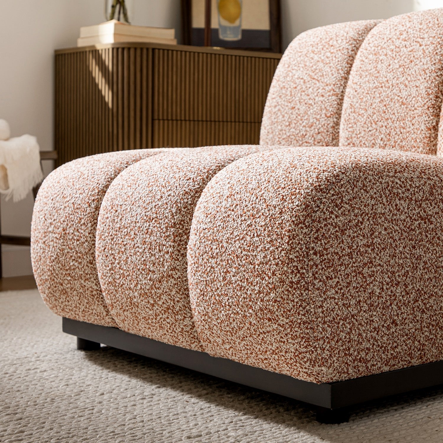 Granvia Musk Blush Boucle Modular Sofa, 1-Seater Armless Sofa