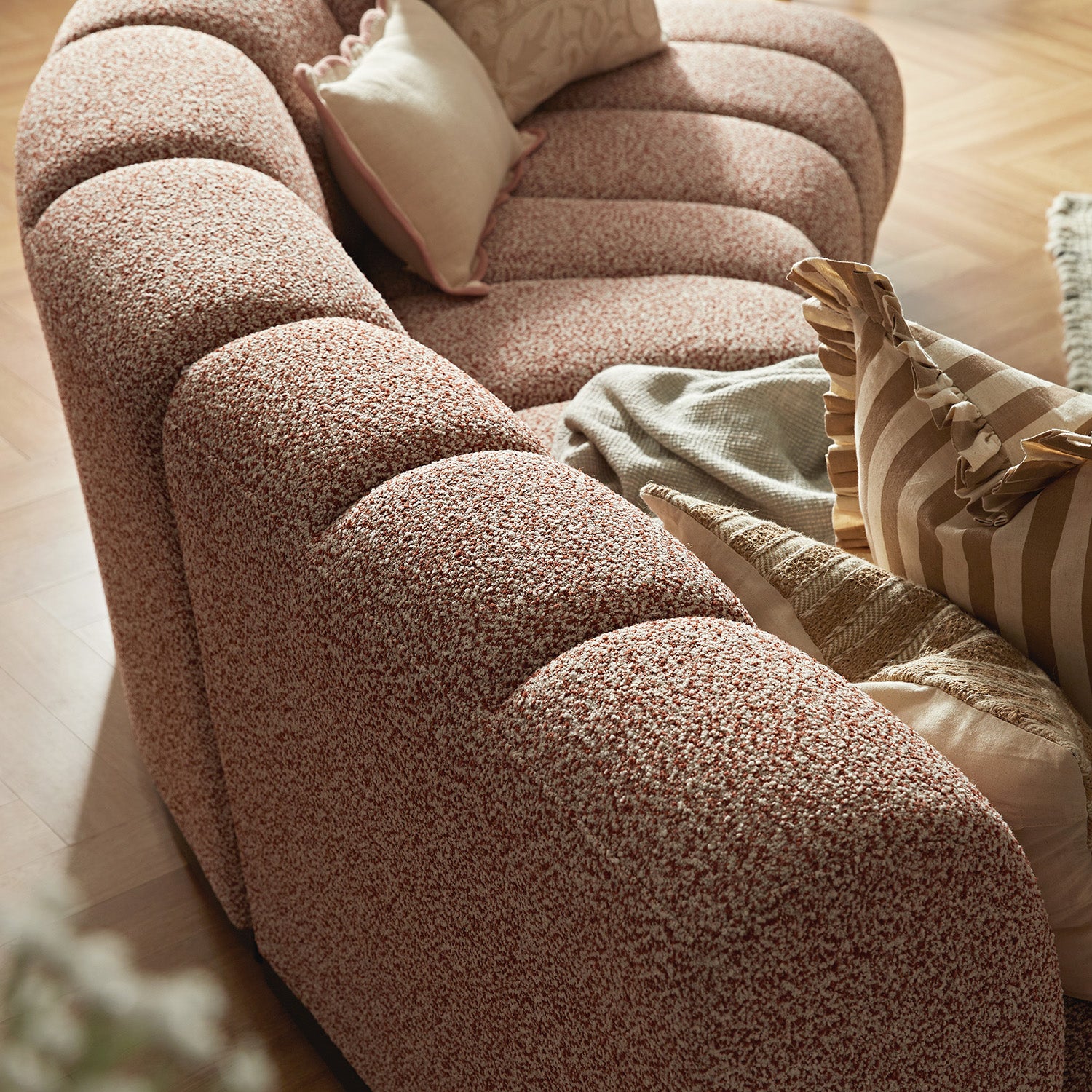 Granvia Musk Blush Boucle Modular Sofa, 3-Seater Corner Sofa