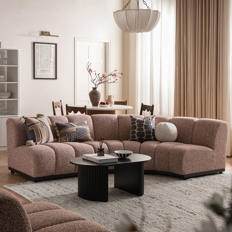 Granvia Musk Blush Boucle Modular Sofa, 3-Seater L-Shaped Sofa