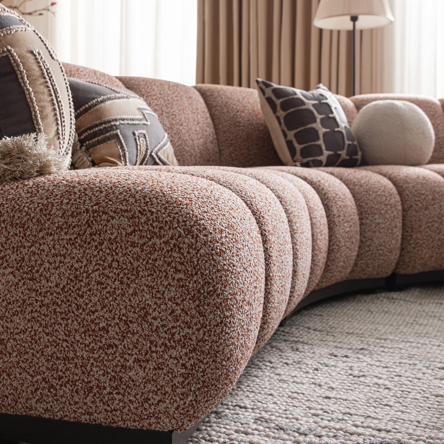 Granvia Musk Blush Boucle Modular Sofa, 3-Seater L-Shaped Sofa