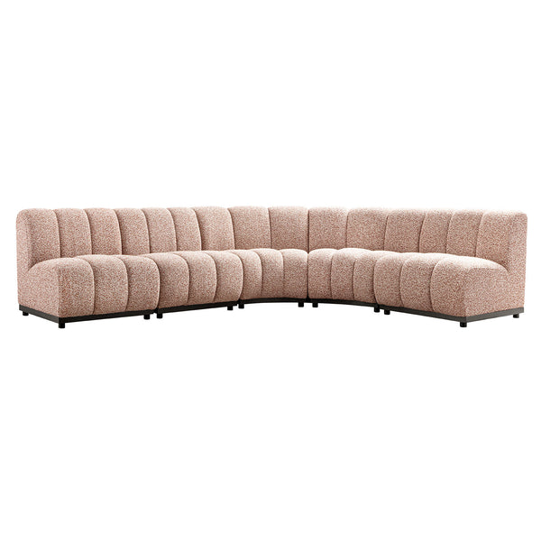 Granvia Musk Blush Boucle Modular Sofa, 5-Seater Grand L-Shaped Sofa