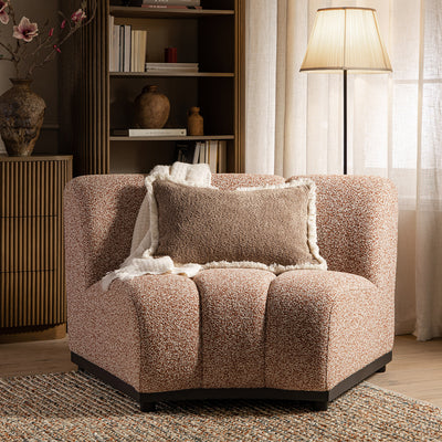 Granvia Musk Blush Boucle Modular Sofa, 1-Seater Curved Sofa
