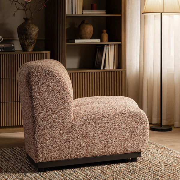 Granvia Musk Blush Boucle Modular Sofa, 1-Seater Curved Sofa