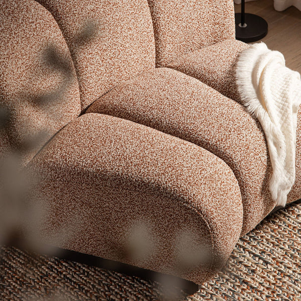 Granvia Musk Blush Boucle Modular Sofa, 1-Seater Curved Sofa