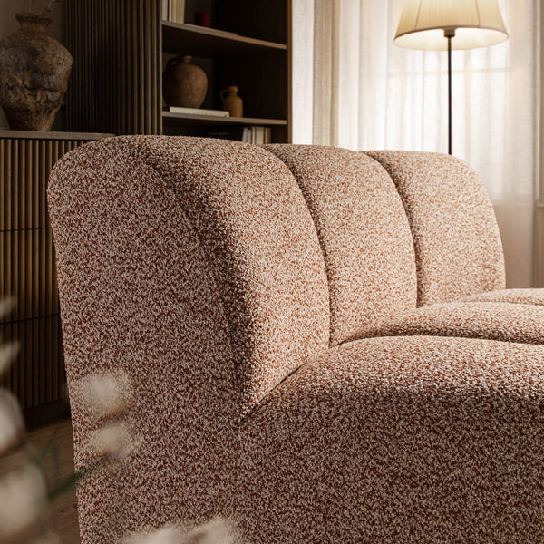 Granvia Musk Blush Boucle Modular Sofa, 1-Seater Curved Sofa