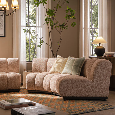 Granvia Musk Blush Boucle Modular Sofa, 2-Seater Curved Sofa