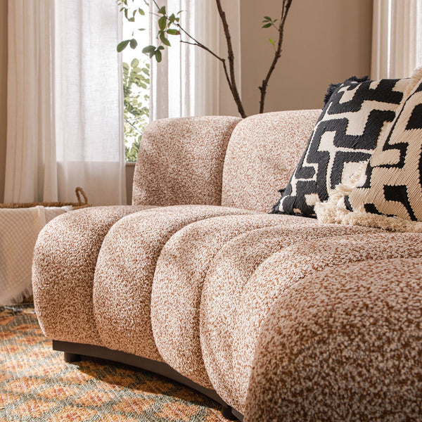Granvia Musk Blush Boucle Modular Sofa, 2-Seater Curved Sofa