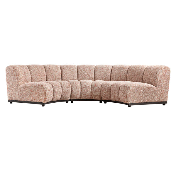 Granvia Musk Blush Boucle Modular Sofa, 3-Seater Curved Sofa