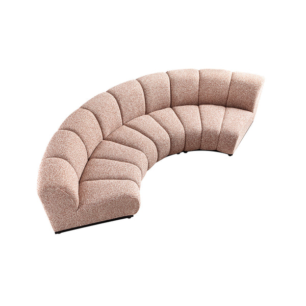 Granvia Musk Blush Boucle Modular Sofa, 3-Seater Curved Sofa