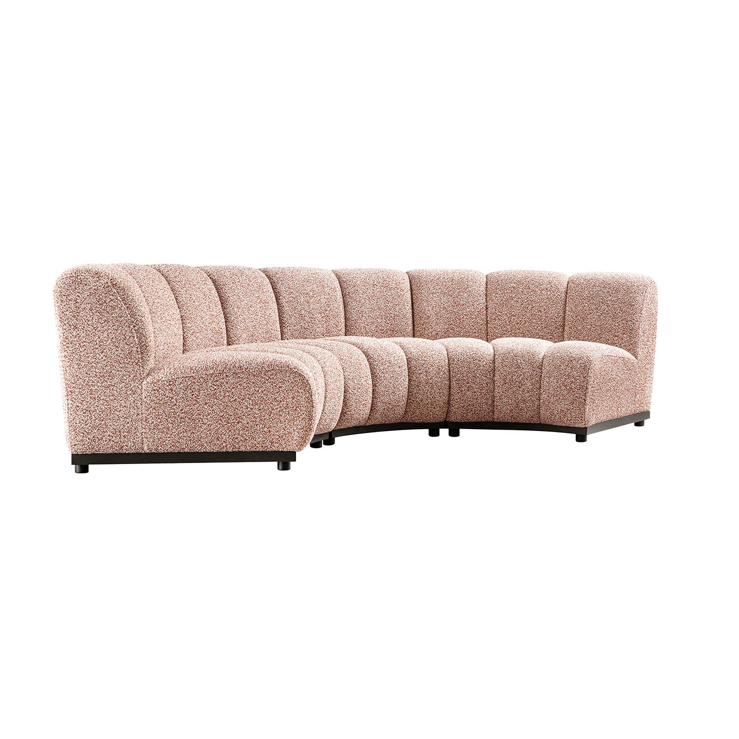 Granvia Musk Blush Boucle Modular Sofa, 3-Seater Curved Sofa