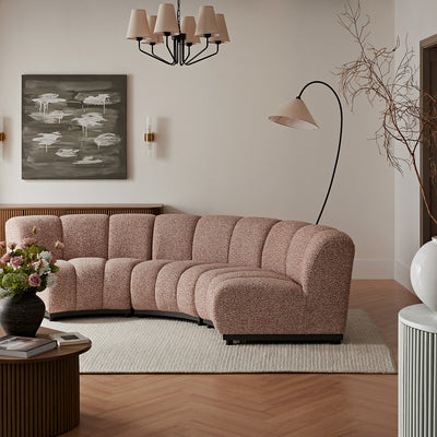 Granvia Musk Blush Boucle Modular Sofa, 3-Seater Curved Sofa