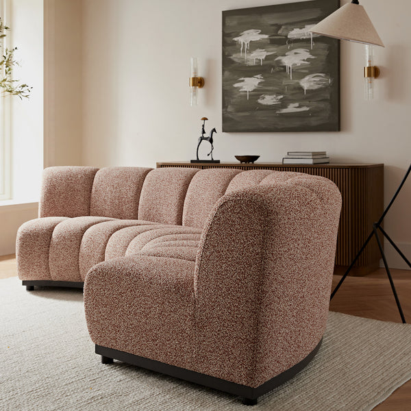 Granvia Musk Blush Boucle Modular Sofa, 3-Seater Curved Sofa