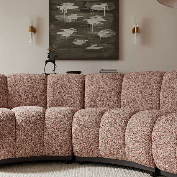 Granvia Musk Blush Boucle Modular Sofa, 3-Seater Curved Sofa