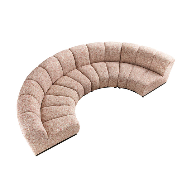 Granvia Musk Blush Boucle Modular Sofa, 4-Seater Half Circle Sofa