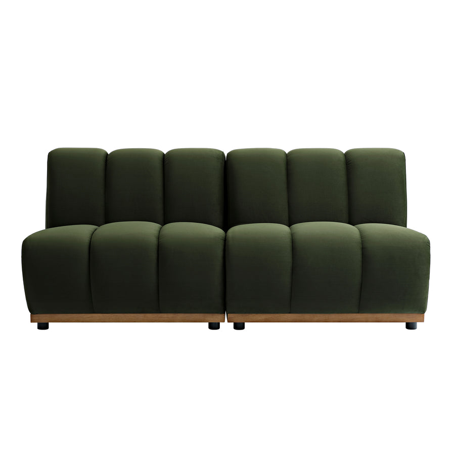Granvia Moss Green Velvet Modular Sofa, 2-Seater Sofa