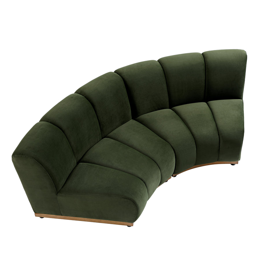 Granvia Moss Green Velvet Modular Sofa, 2-Seater Curved Sofa