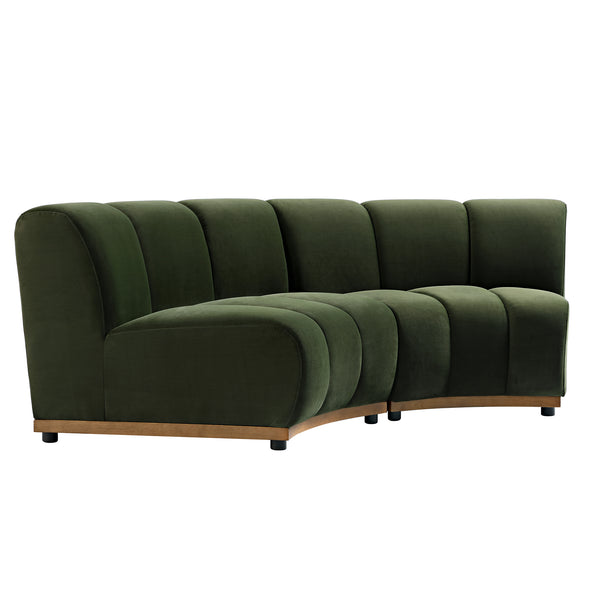 Granvia Moss Green Velvet Modular Sofa, 2 - Seater Curved Sofa - daals