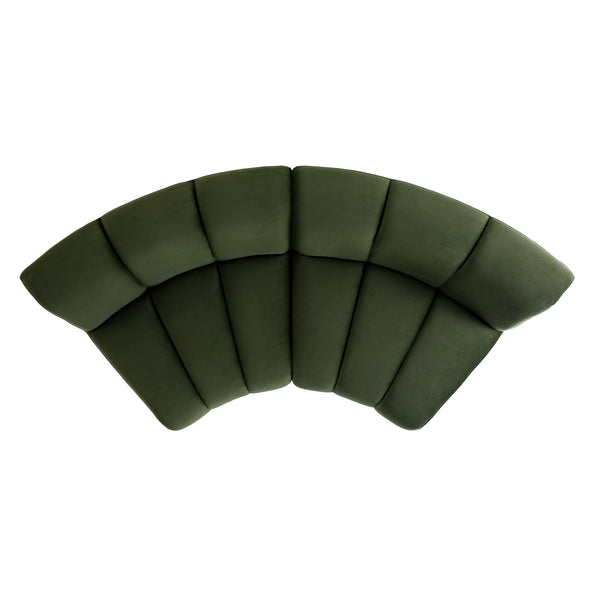 Granvia Moss Green Velvet Modular Sofa, 2 - Seater Curved Sofa - daals
