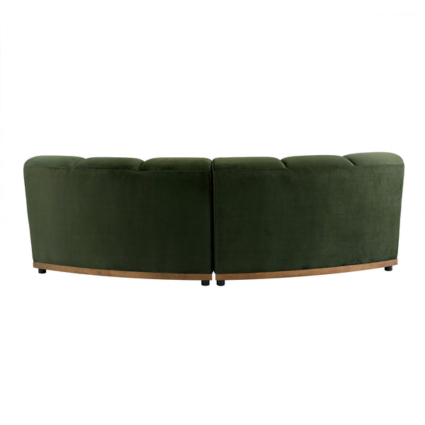 Granvia Moss Green Velvet Modular Sofa, 2 - Seater Curved Sofa - daals