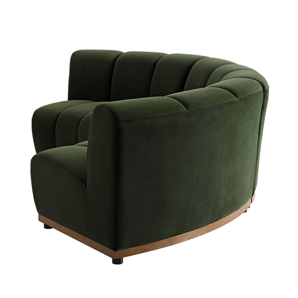 Granvia Moss Green Velvet Modular Sofa, 3-Seater Curved Sofa