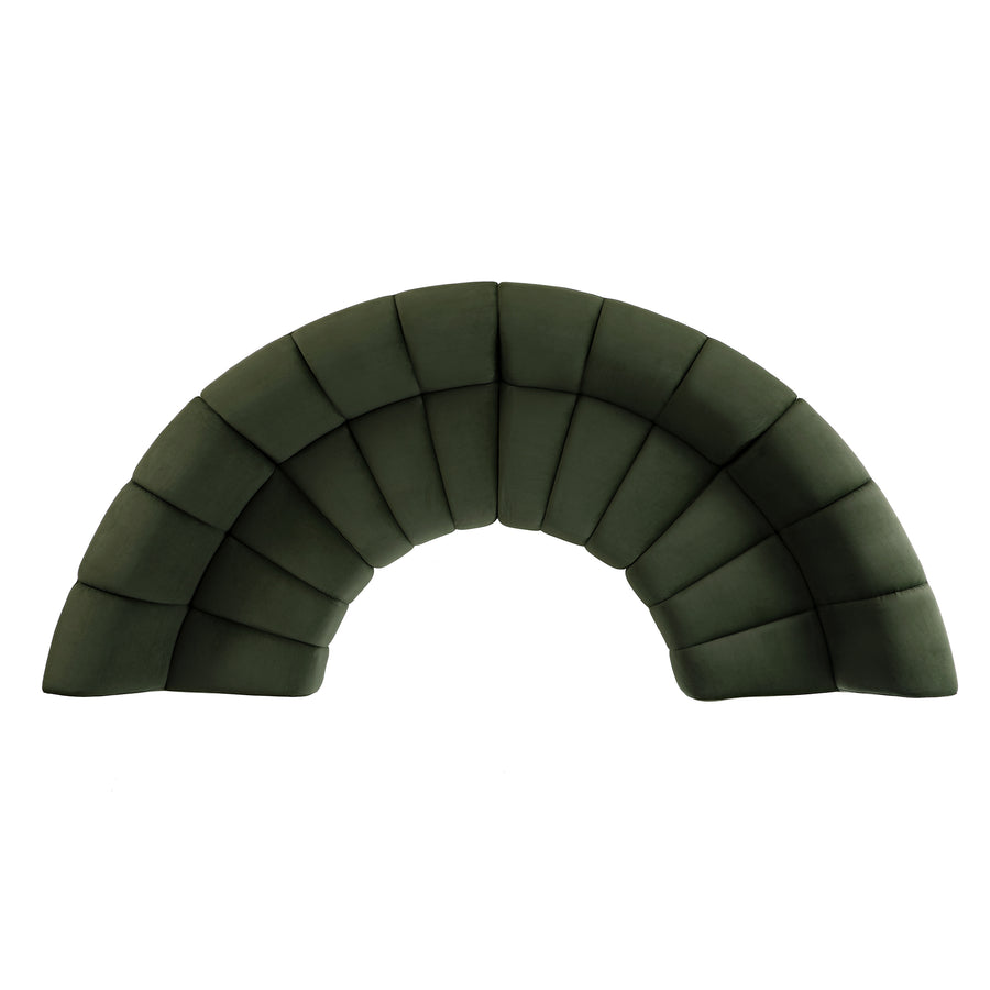 Granvia Moss Green Velvet Modular Sofa, 4-Seater Half Circle Sofa