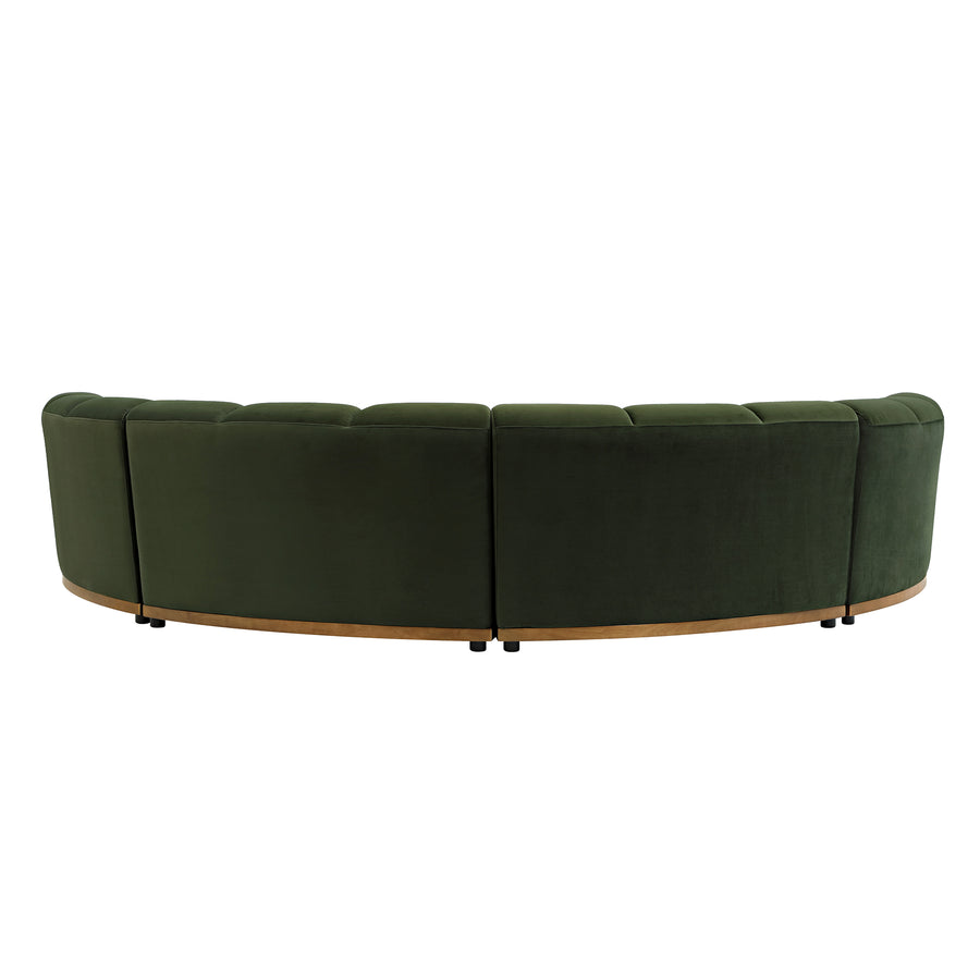 Granvia Moss Green Velvet Modular Sofa, 4-Seater Half Circle Sofa