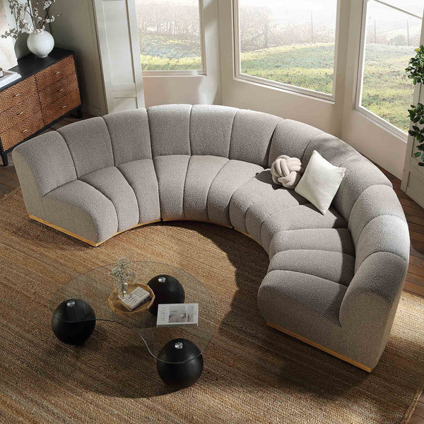 Granvia Taupe Boucle Modular Sofa, 4-Seater Half Circle Sofa