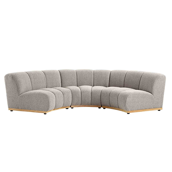 Granvia Taupe Boucle Modular Sofa, 3-Seater Curved Sofa