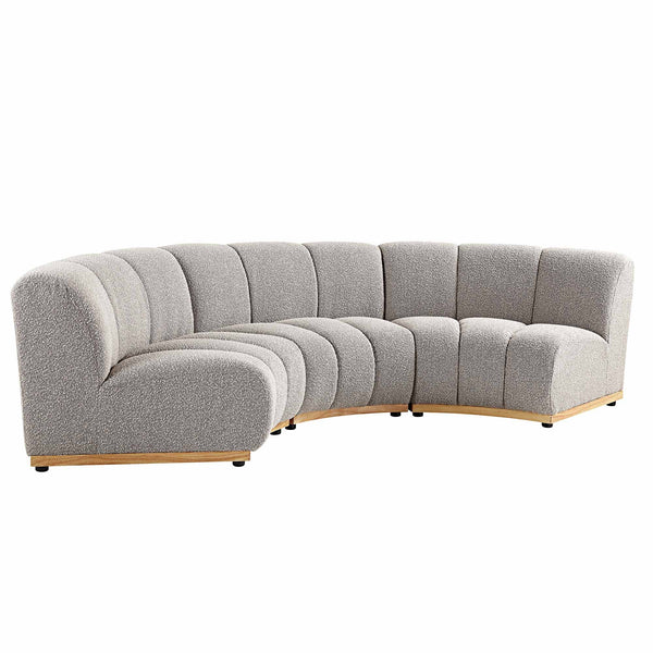 Granvia Taupe Boucle Modular Sofa, 3-Seater Curved Sofa