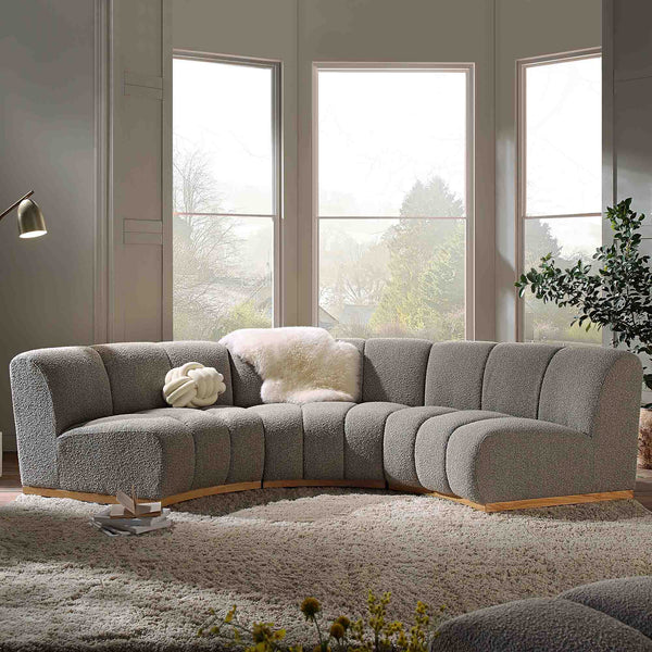 Granvia Taupe Boucle Modular Sofa, 3-Seater Curved Sofa