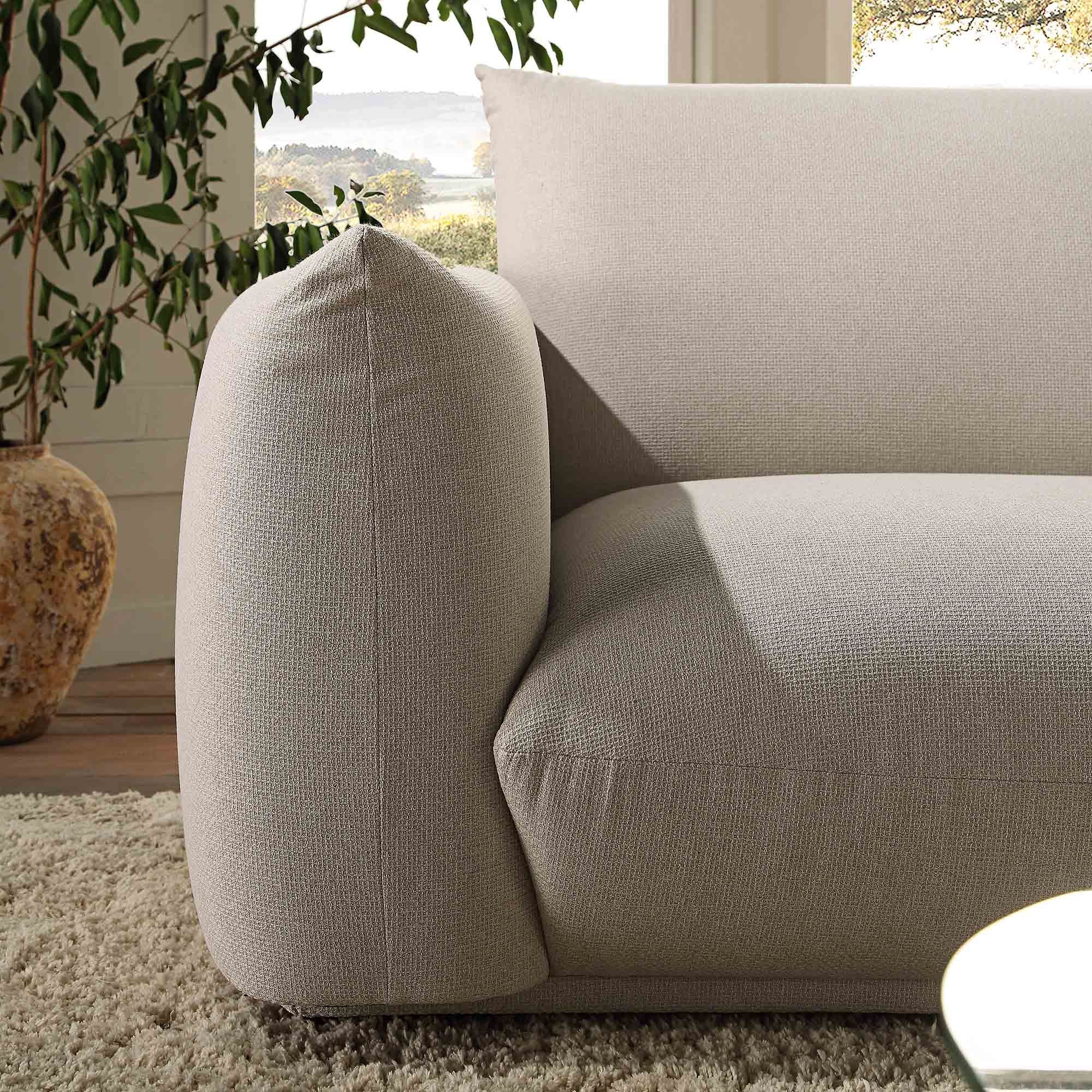 Gianni Two Seater Sofa, Beige Woven Fabric
