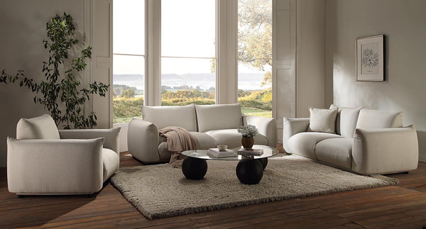 Gianni Three Seater Sofa, Beige Woven Fabric