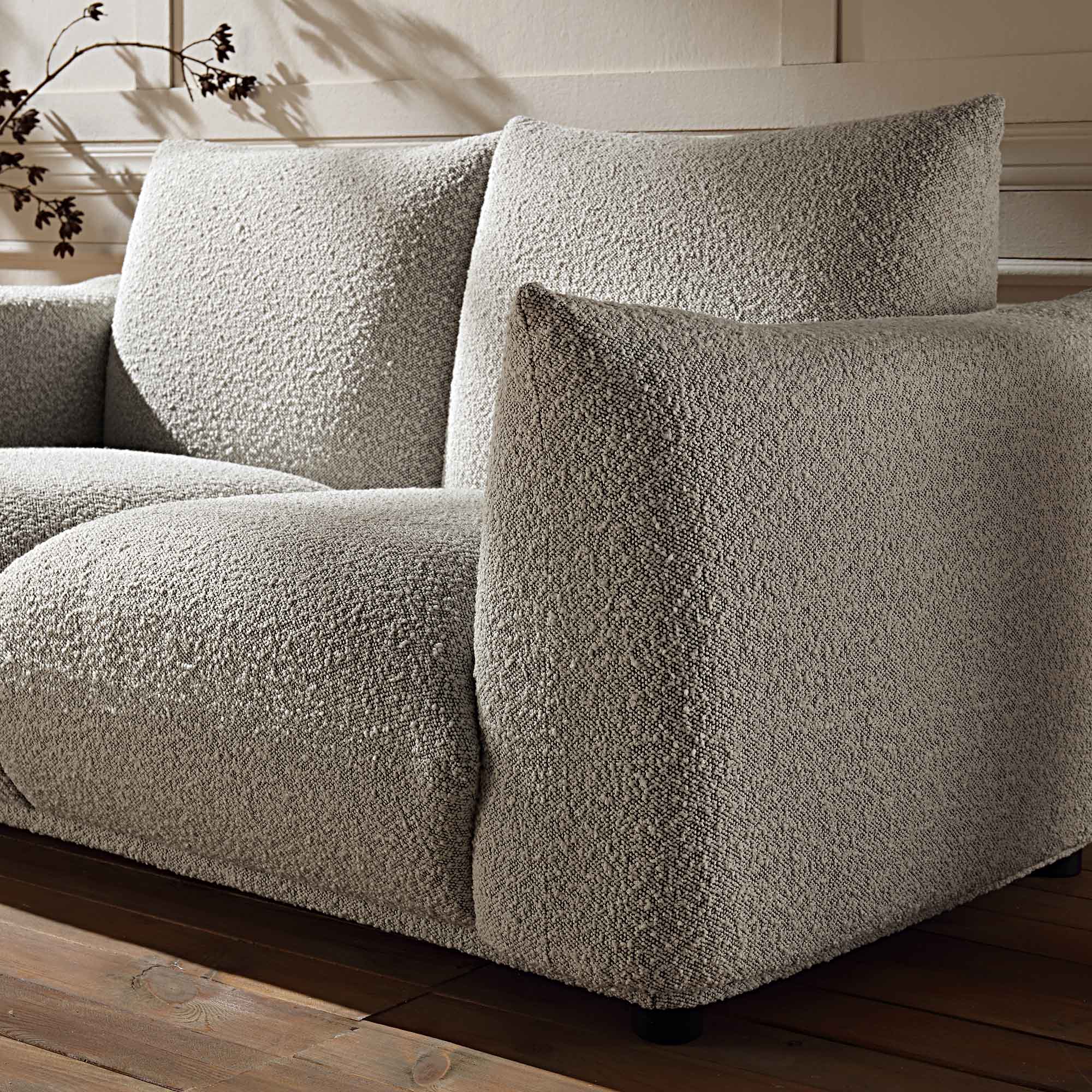 Gianni Two Seater Sofa, Mist Grey Boucle daals