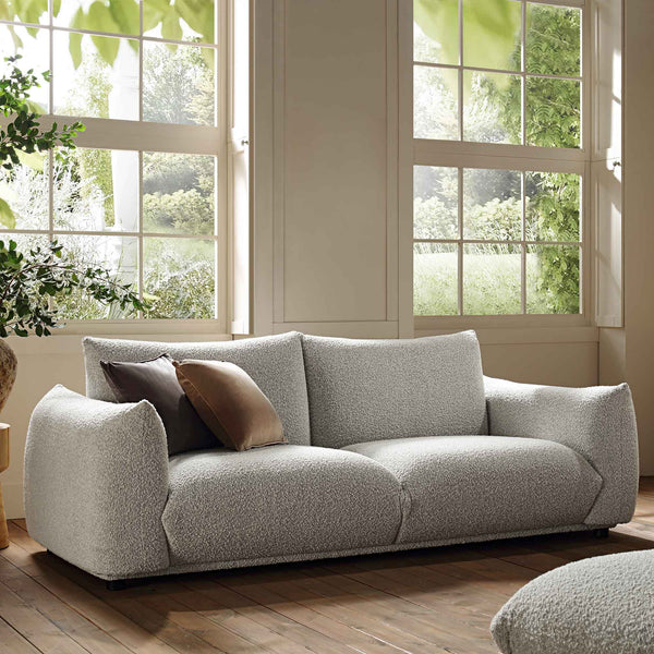 Gianni Three Seater Sofa, Mist Grey Boucle