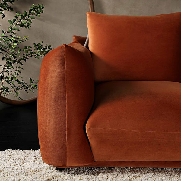 Gianni Two Seater Sofa, Rust Velvet