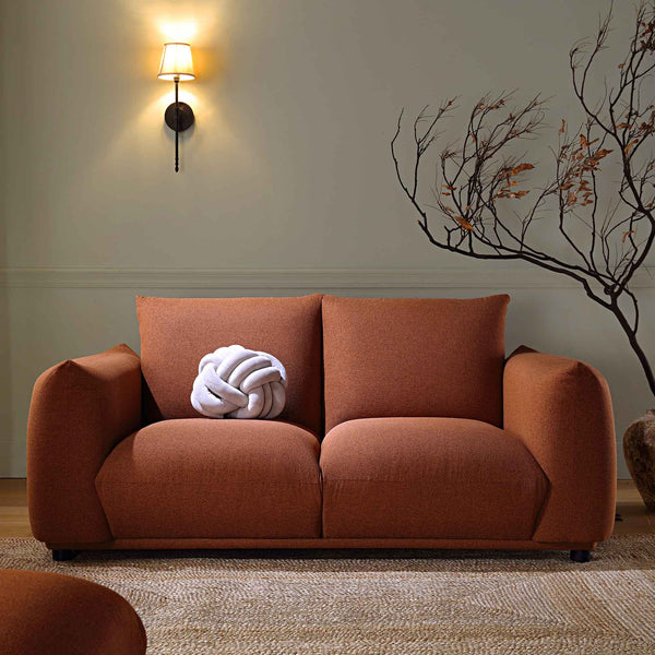 Gianni Two Seater Sofa, Terracotta Fabric