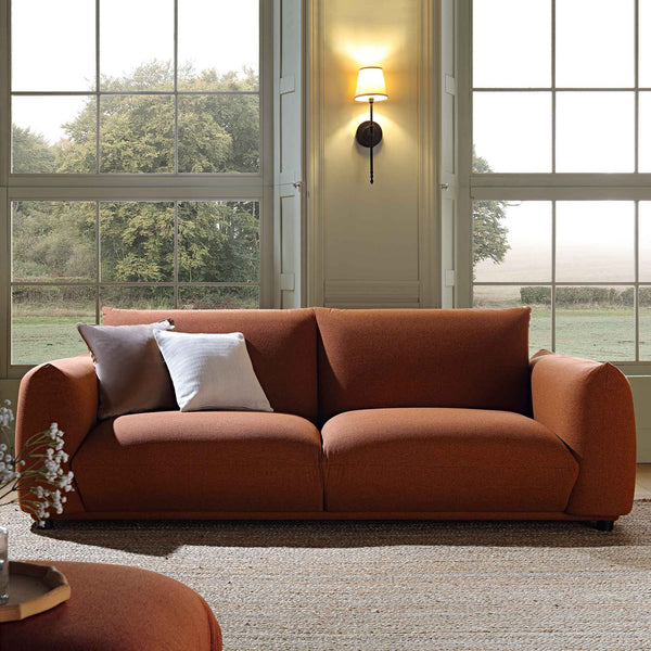 Gianni Three Seater Sofa, Terracotta Fabric