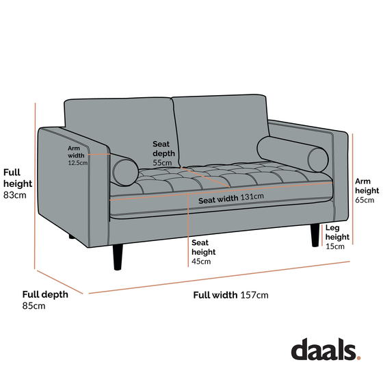 Henrietta 2-Seater Sofa, Beige Woven Fabric