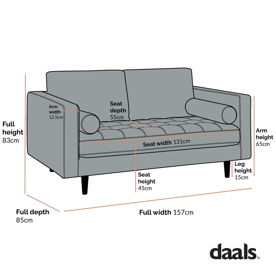 Henrietta 2-Seater Sofa, Beige Woven Fabric