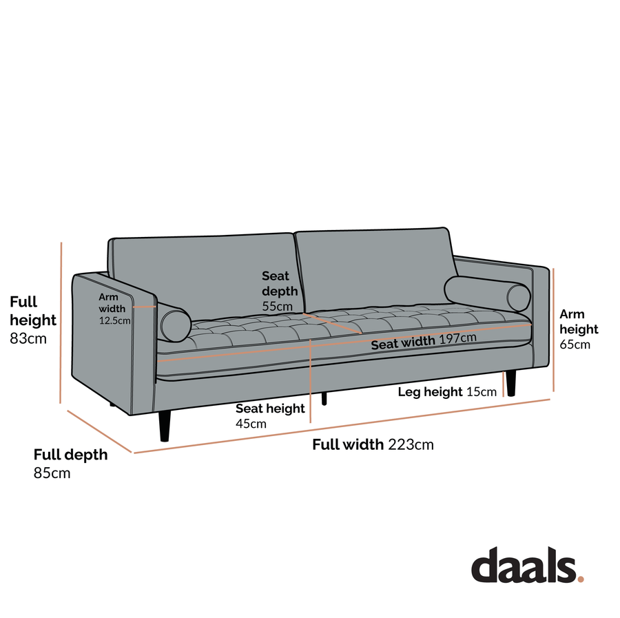 Henrietta Large 3-Seater Sofa, Spiced Honey Chenille