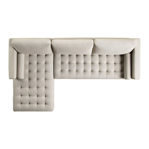 Henrietta Grand 4-Seater LHF Chaise End Sofa, Beige Woven Fabric