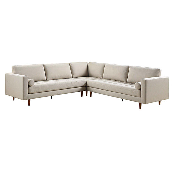 Henrietta 5+Seater Corner Sofa, Beige Woven Fabric