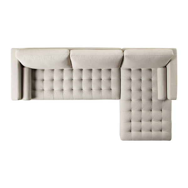 Henrietta Beige Woven Fabric Grand 4 - Seater Chaise End Sofa, Right Hand Facing - daals