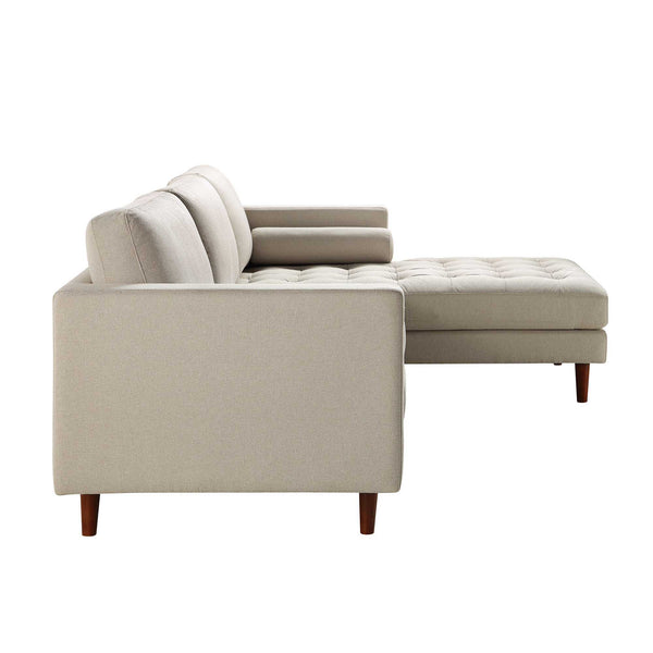 Henrietta Beige Woven Fabric Grand 4 - Seater Chaise End Sofa, Right Hand Facing - daals