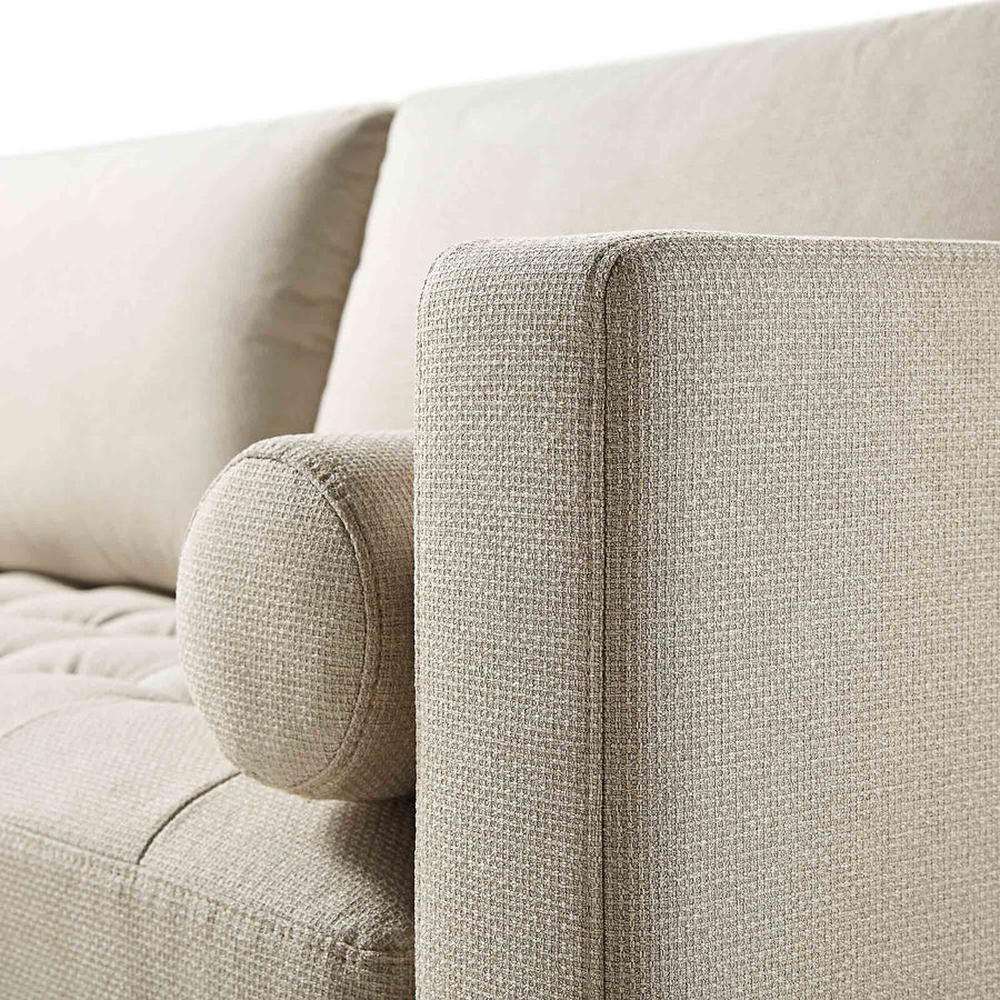 Henrietta Beige Woven Fabric Grand 4-Seater Chaise End Sofa, Right Hand Facing